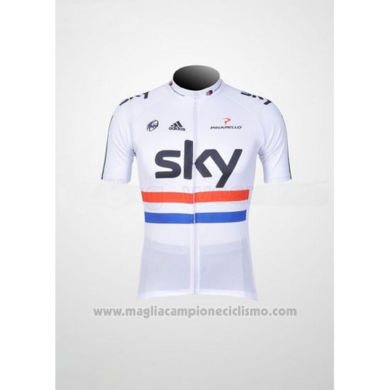 2012 Abbigliamento Ciclismo Sky Campione Regno Unito Nero e Bianco Manica Corta e Salopette